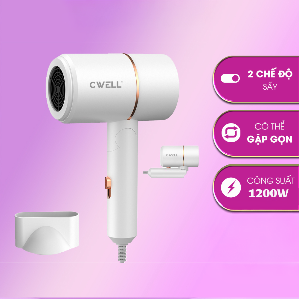 Máy sấy tóc CWELL Hair Dryer với 2 chế độ sấy và ánh sáng xanh bảo vệ tóc