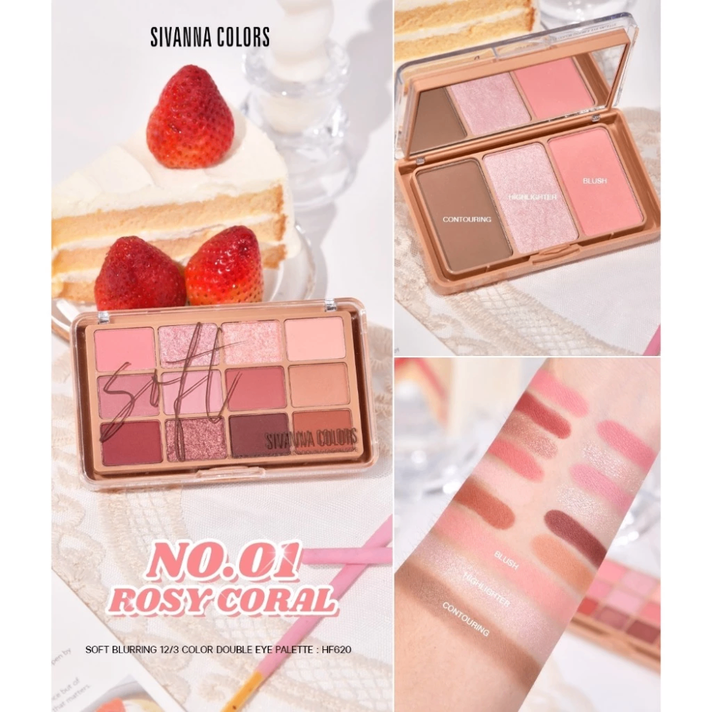 Bảng phấn mắt Sivanna Colors 12 ô Soft Blurring HF620 26.4g chất phấn mịn dễ tán