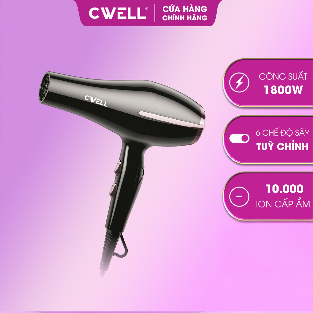 Máy sấy tóc CWELL Hair Dryer với 2 chế độ sấy và ánh sáng xanh bảo vệ tóc