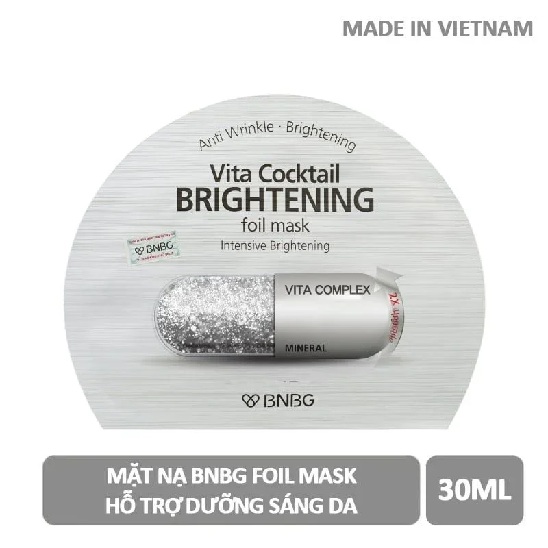 Mặt nạ giấy BNBG Vita Cocktail Age Foil mask Complex 2X 30ml/miếng cấp ẩm, chống lão hóa, dưỡng sáng da