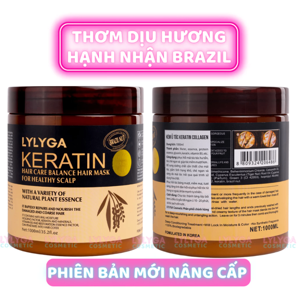 Kem ủ tóc LYLYGA Keratin Hair Care Balance Hair Mask 1000ml phục hồi tóc hư tổn một cách nhanh chóng