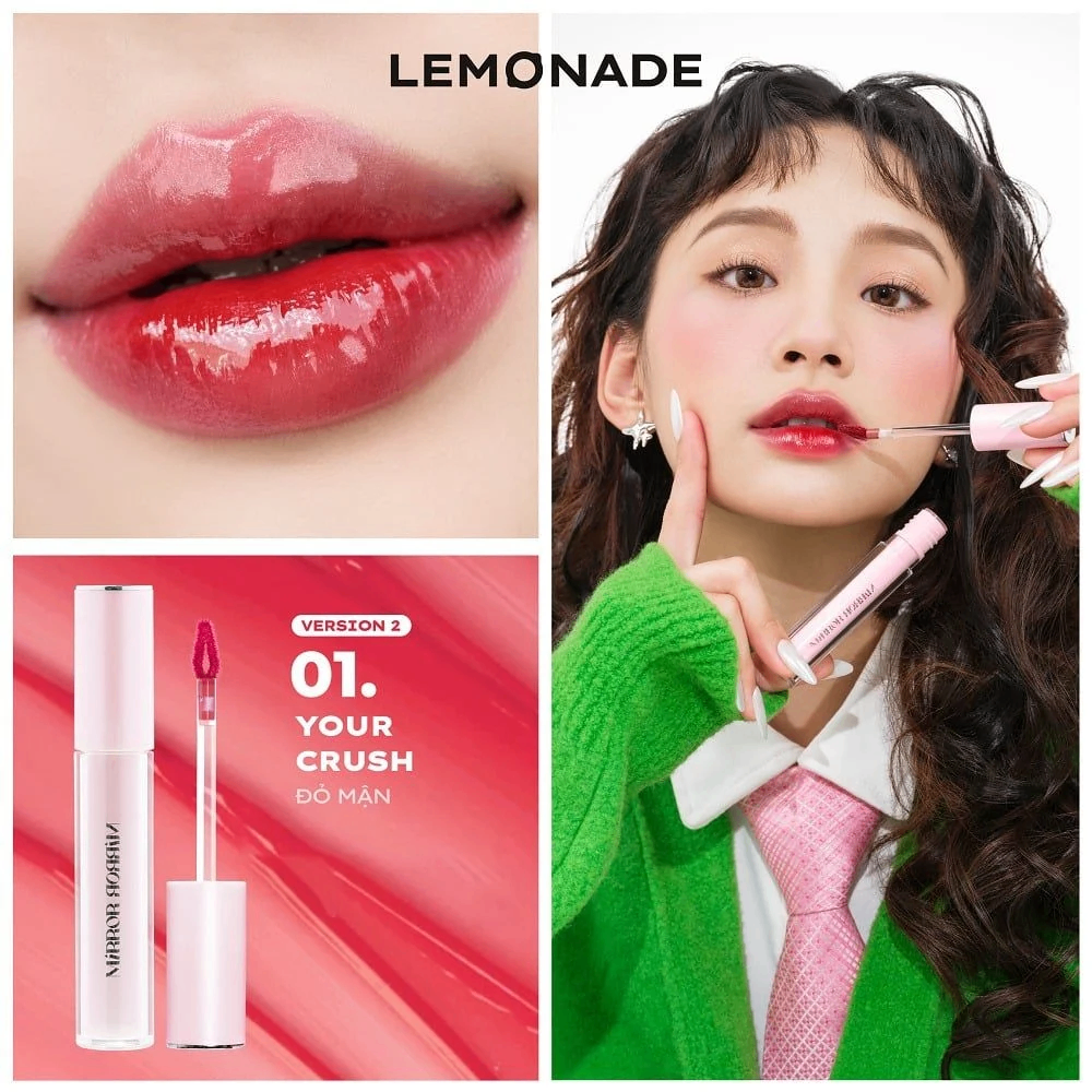 Son tint bóng Lemonade Mirror Mirror Water Tint Version 2 4g bền màu lâu trôi kết cấu mỏng nhẹ
