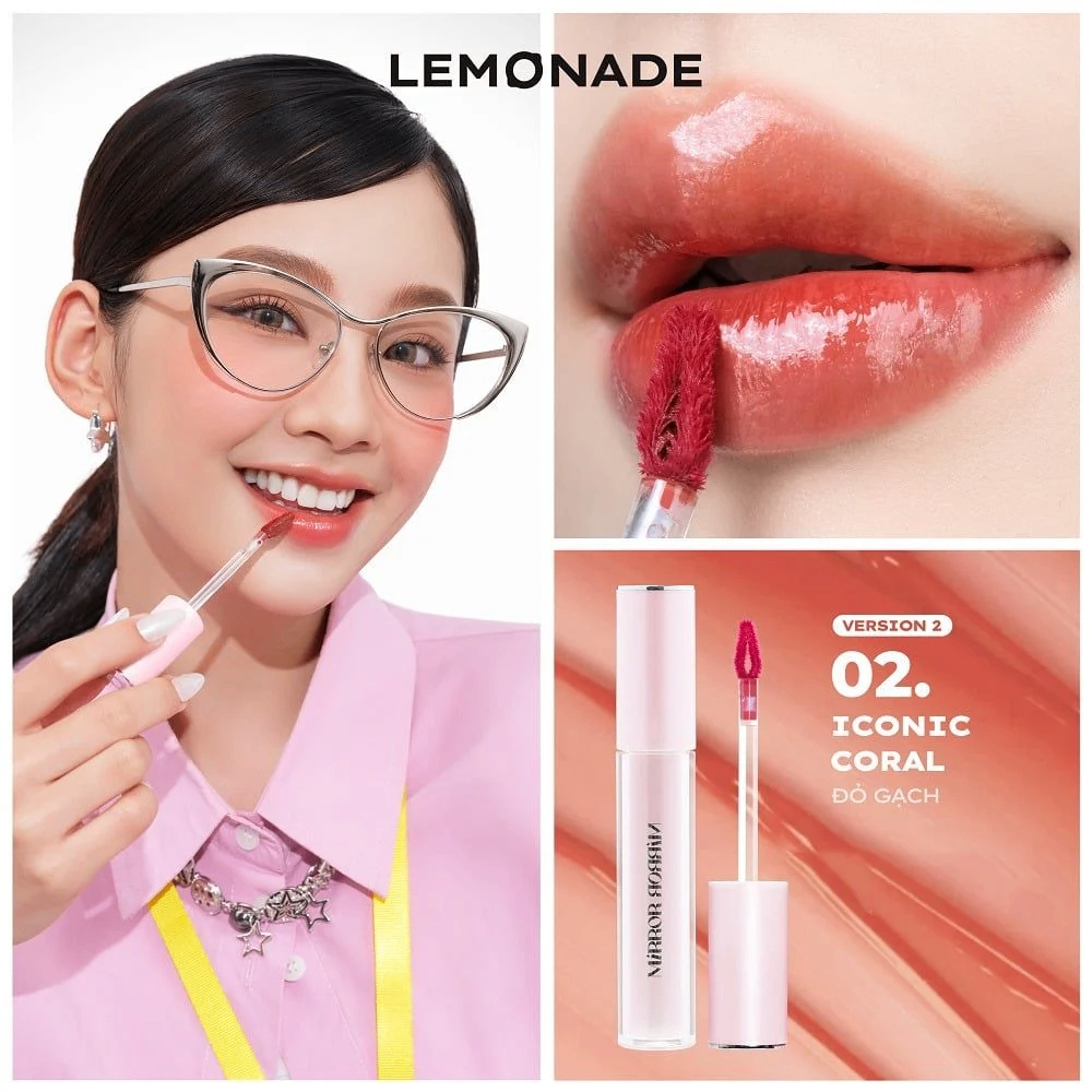 Son tint bóng Lemonade Mirror Mirror Water Tint Version 2 4g bền màu lâu trôi kết cấu mỏng nhẹ