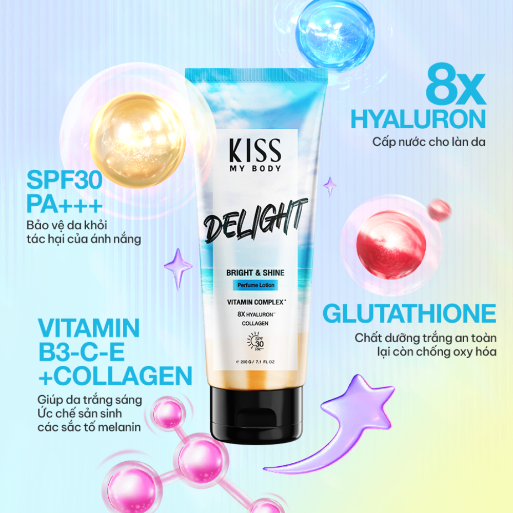 Dưỡng thể nước hoa Kiss My Body Bright & Shine Perfume Lotion 226g cấp ẩm dưỡng trắng mịn