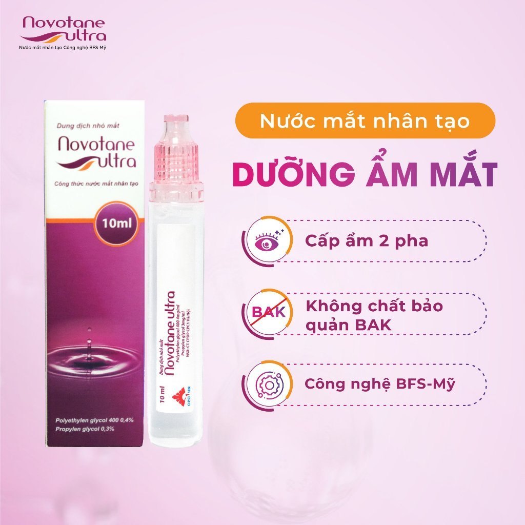 Dung dịch nhỏ mắt Novotane Ultra 5ml giảm khô, dưỡng mắt sáng khỏe