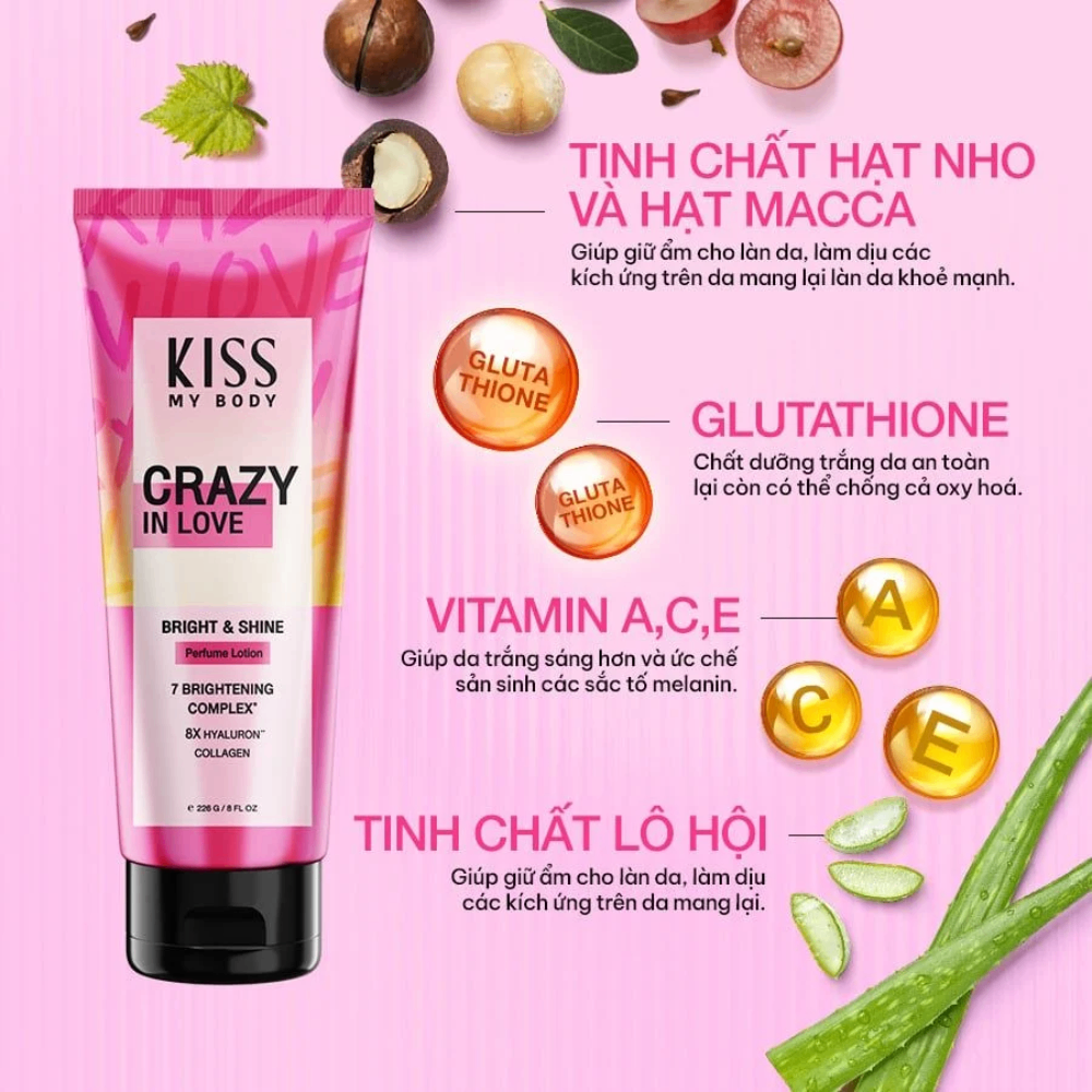 Dưỡng thể nước hoa Kiss My Body Bright & Shine Perfume Lotion 226g cấp ẩm dưỡng trắng mịn