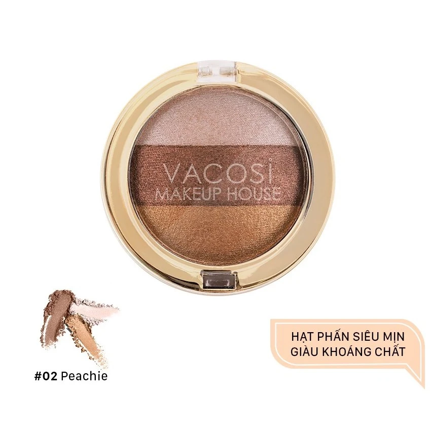 Phấn mắt Vacosi Trio Eyeshadow 3 màu VP06 5g chất phấn mịn lì lên màu chuẩn