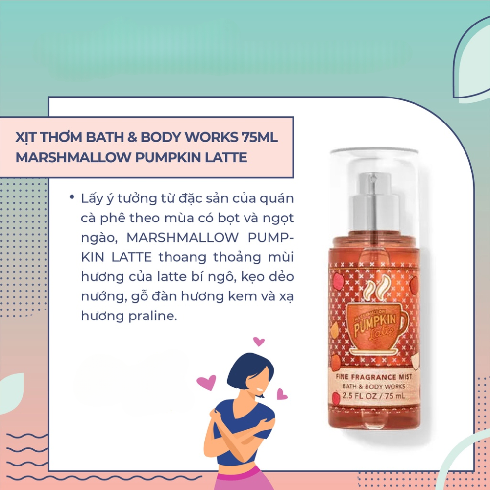 Xịt thơm body Bath & Body Works 75ml xịt thơm toàn thân đa dạng mùi hương phù hợp mọi lứa tuổi