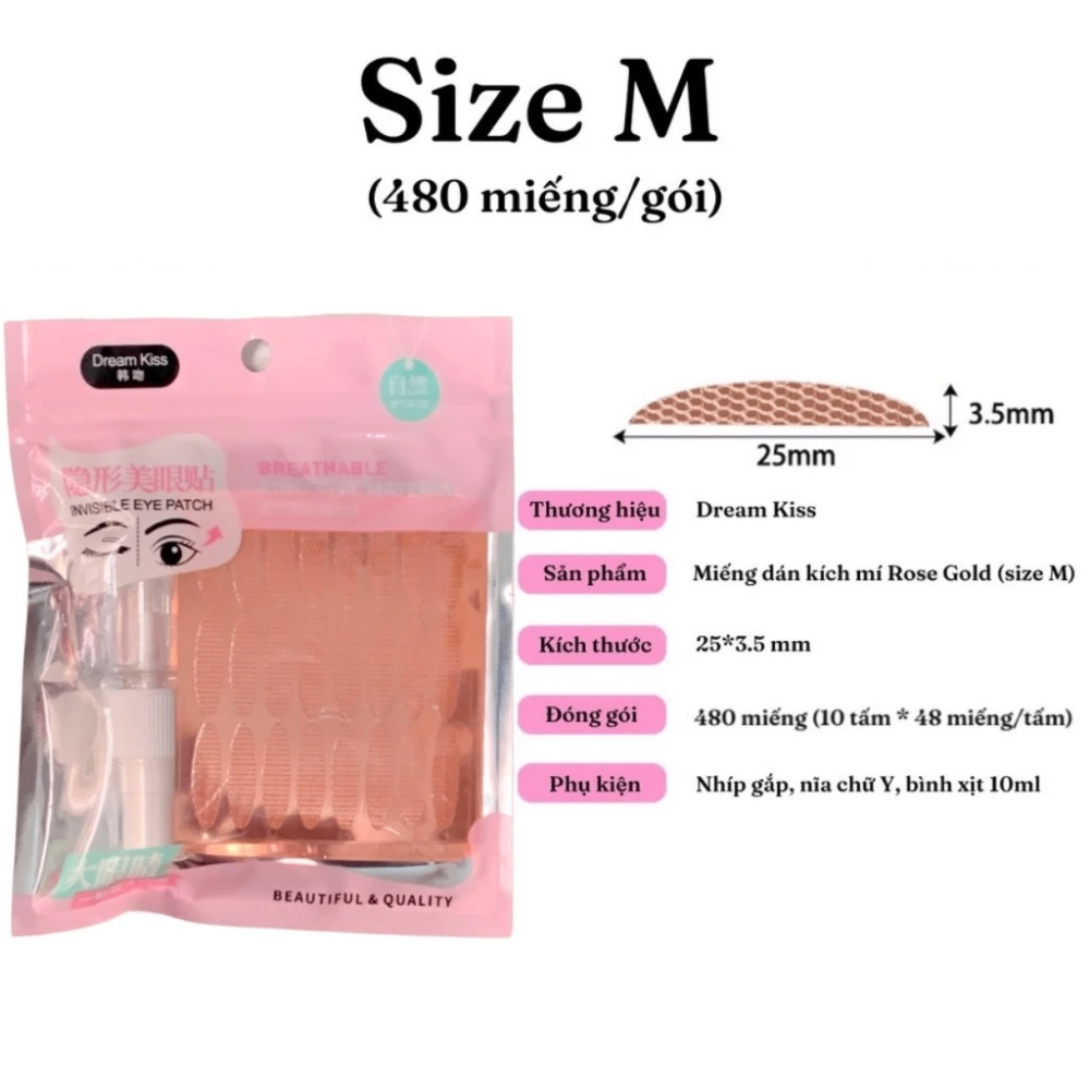 Miếng dán kích mí Dream Kiss 480 miếng kích mí cực đơn giản an toàn cho da