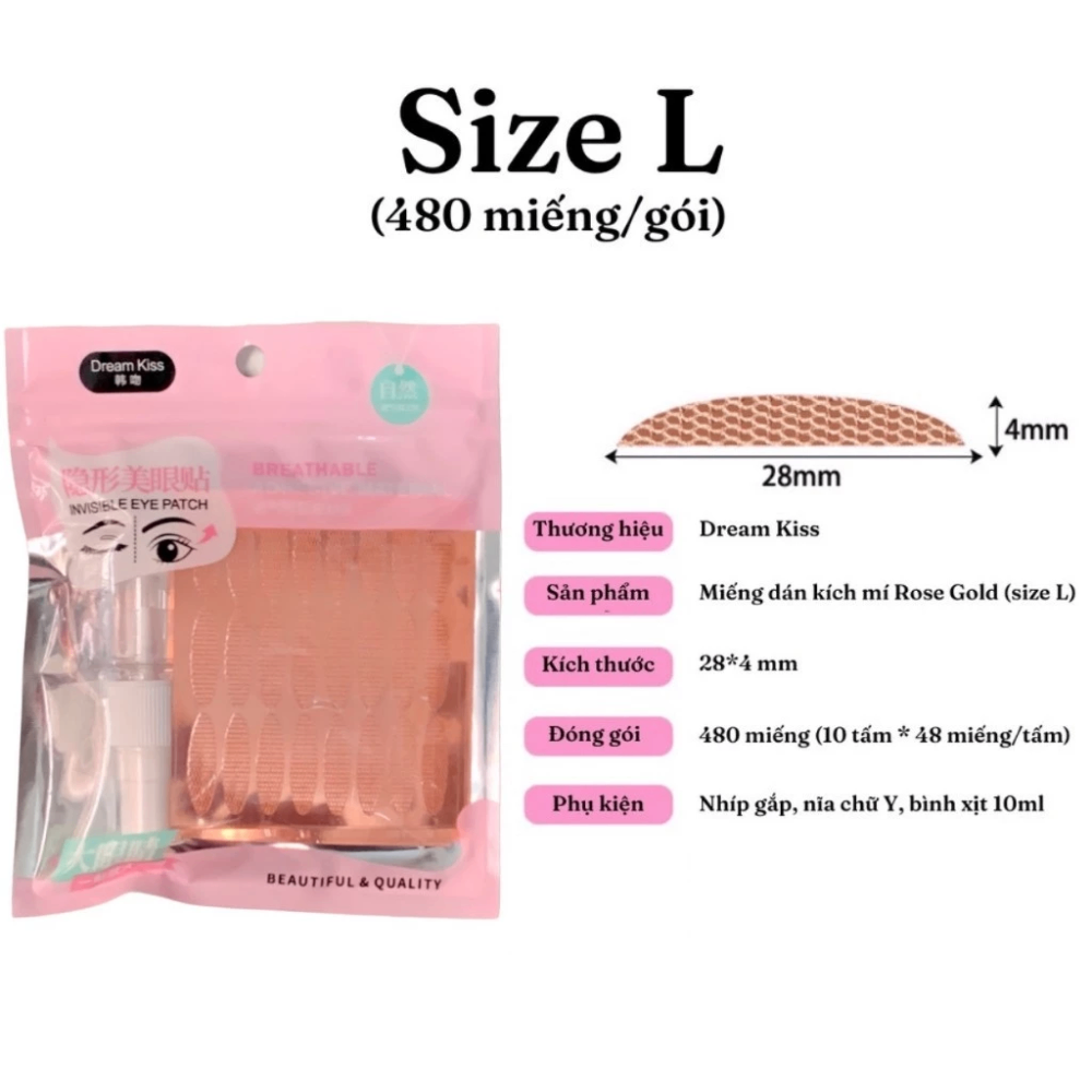 Miếng dán kích mí Dream Kiss 480 miếng kích mí cực đơn giản an toàn cho da