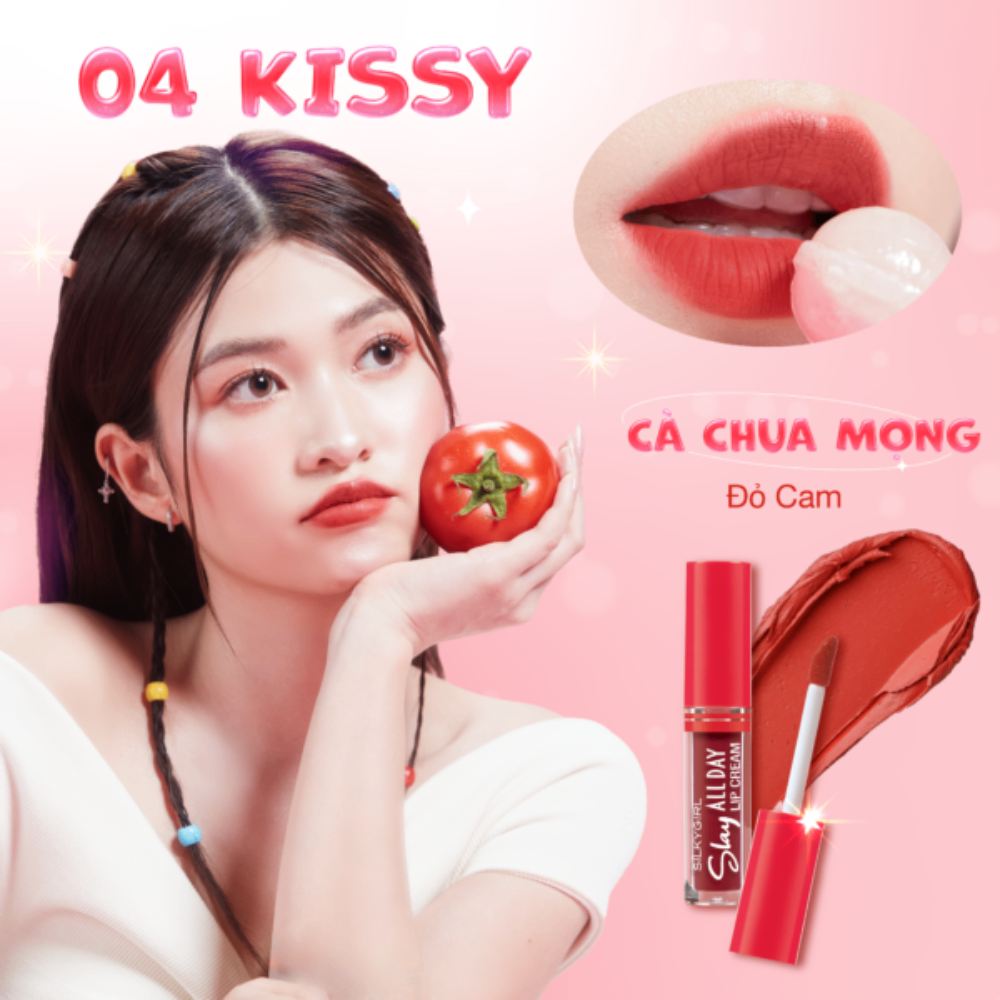 Son kem lì Silkygirl Slay All Day Lip Cream 2ml chất son mịn mướt lên màu chuẩn