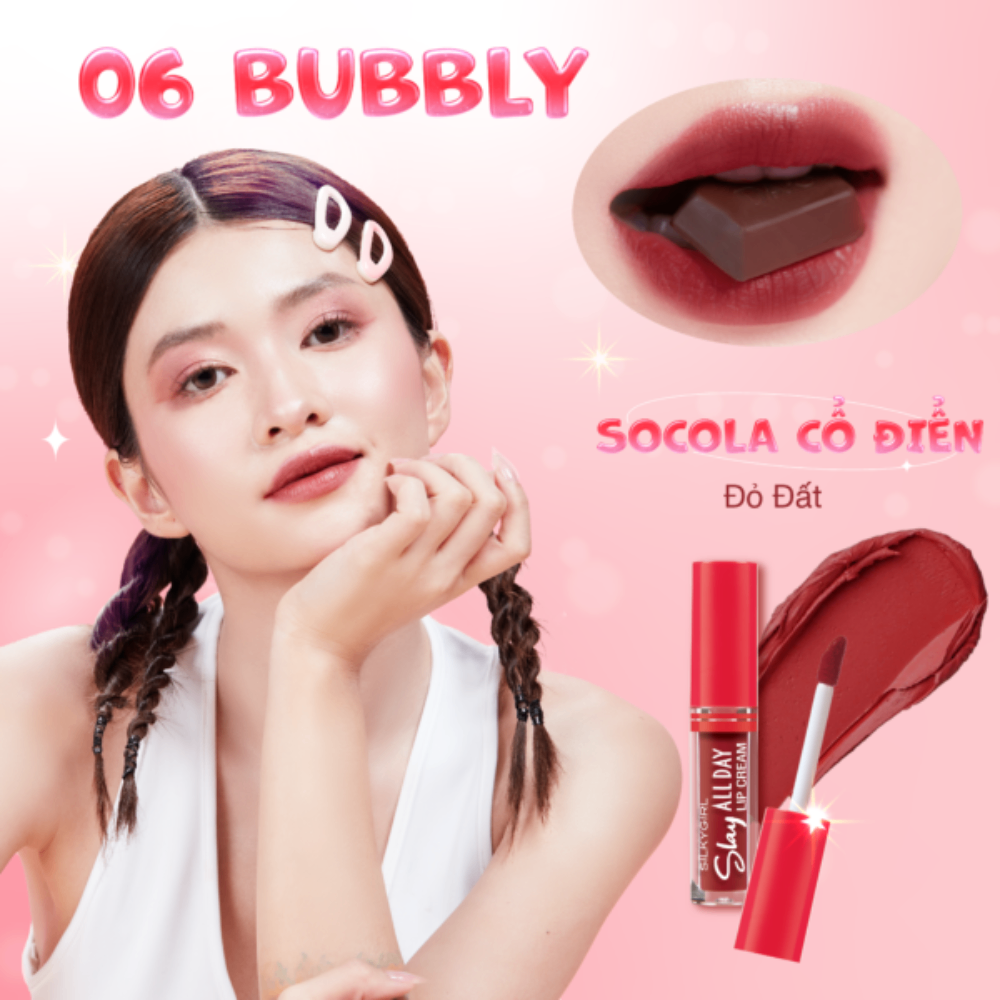 Son kem lì Silkygirl Slay All Day Lip Cream 2ml chất son mịn mướt lên màu chuẩn