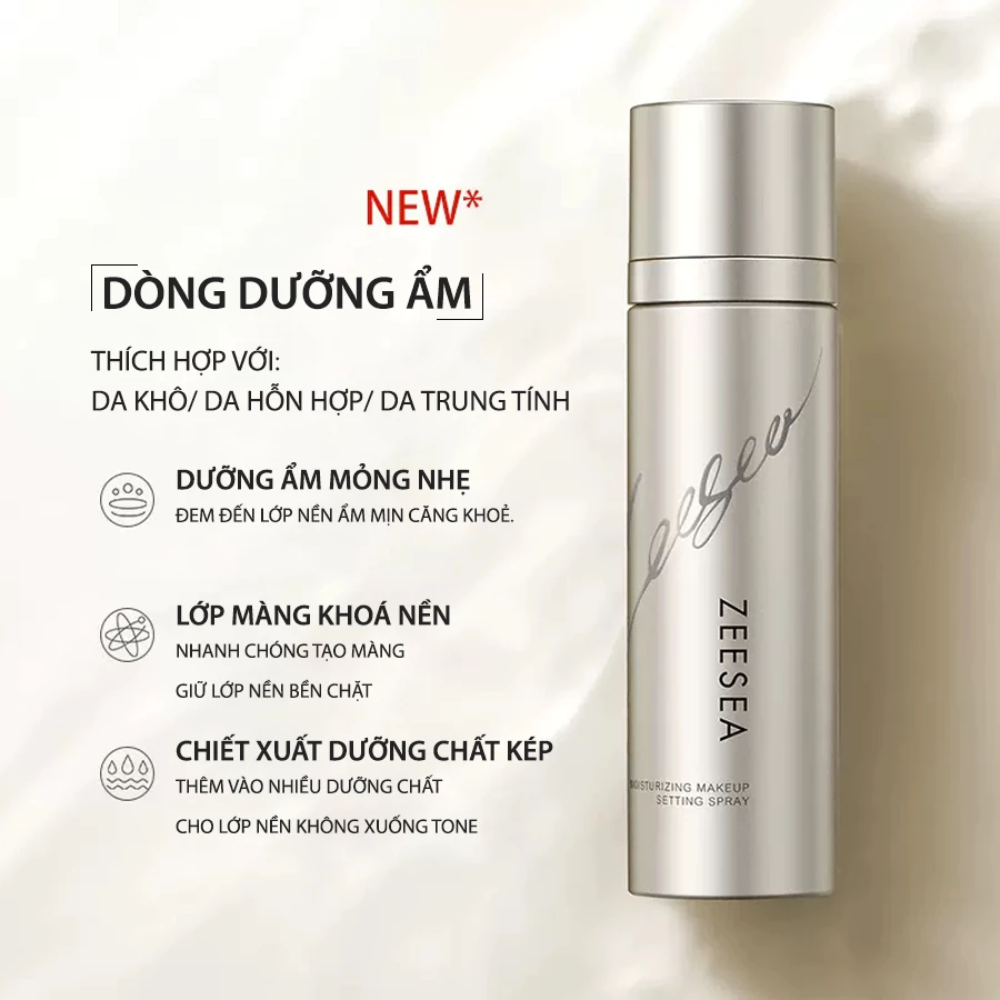 Xịt khóa nền Zeesea Lasting Makeup Settting Spray 100ml dưỡng ẩm tạo hiệu ứng căng bóng, lâu trôi