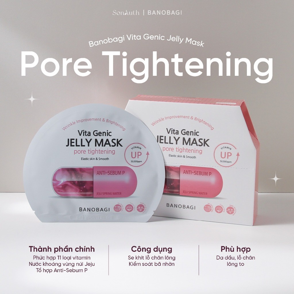 Mặt nạ giấy BANOBAGI Vita Genic Jelly Mask 30g giúp trắng sáng cấp ẩm chống lão hóa da