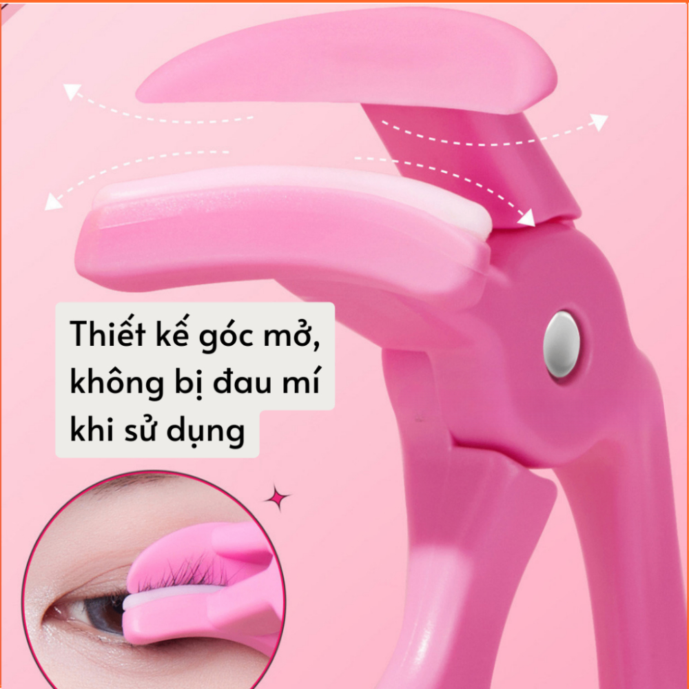 Kẹp bấm mi GECOMO #Hồng sử dụng dễ dàng làm cong mi hiệu quả