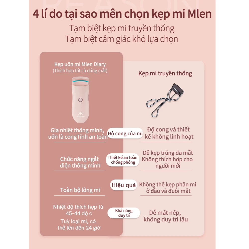 Máy uốn mi sạc điện Mlen Diary Eyelash Curler