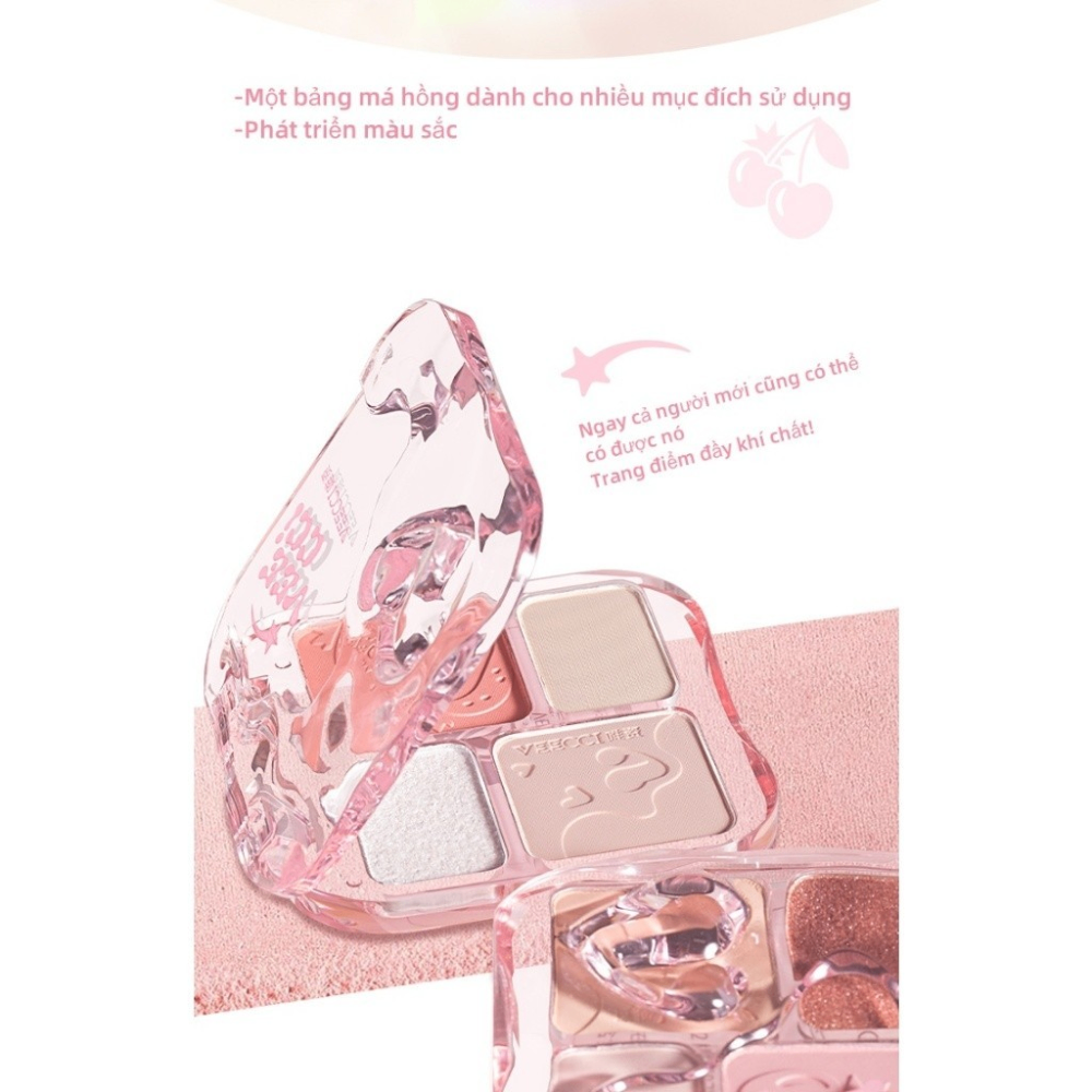 Phấn má hồng Veecci Pearlescent Highlight 9g 4trong1 sắc tông nude tự nhiên
