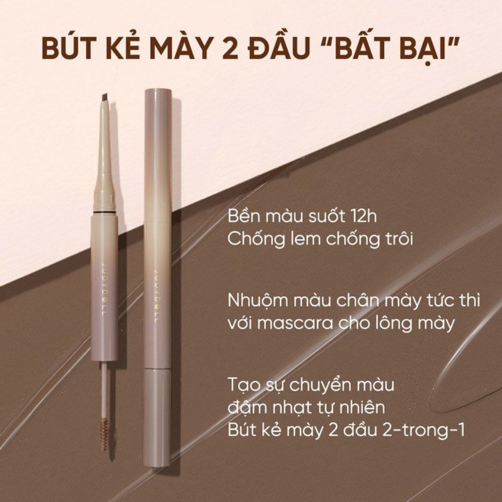 Chì kẻ mày Judydoll 2 đầu Duo Eyebrow Pencil 1 đầu gel 1 đầu chì 1,3g x 0,06g bền màu lâu trôi