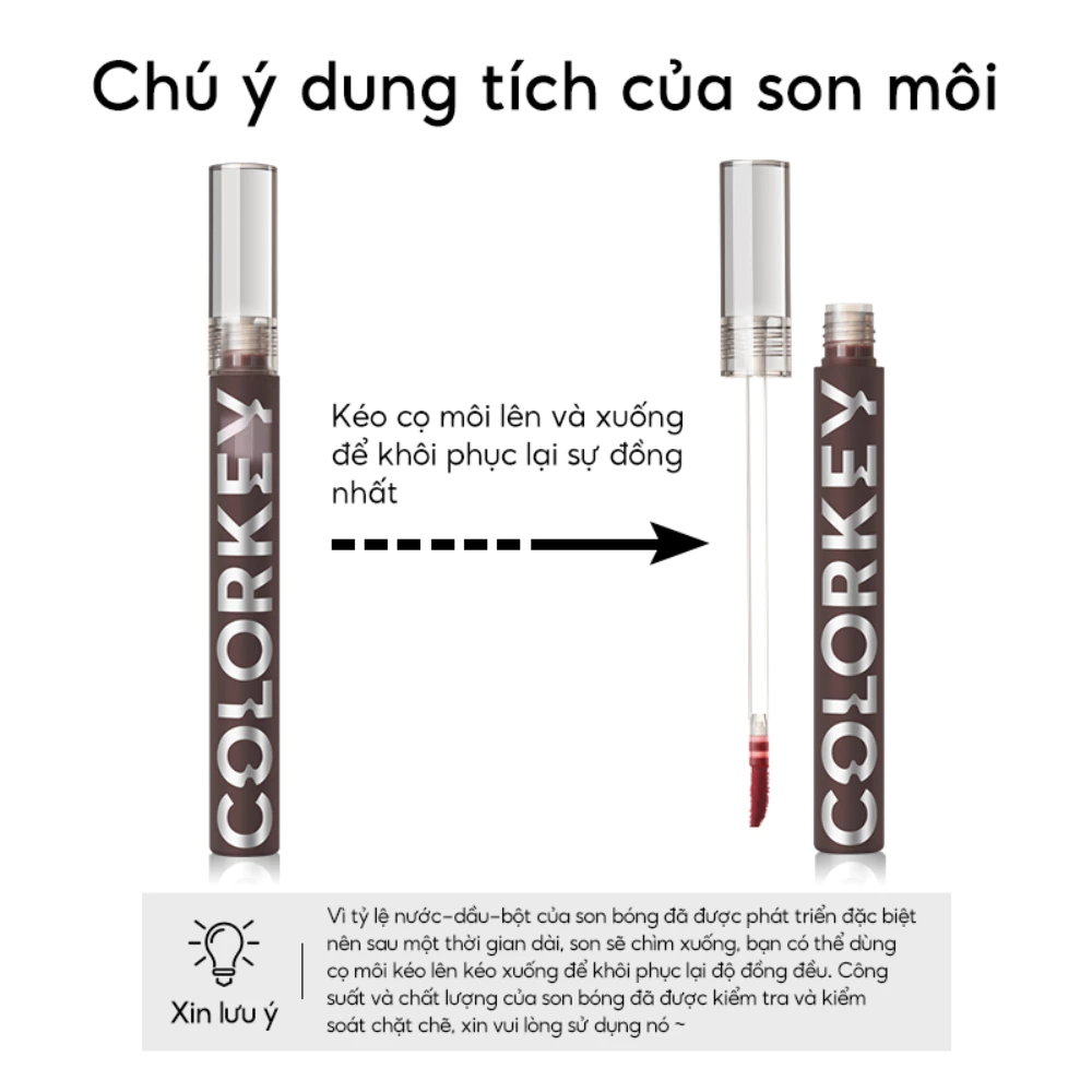 Son tint bóng Colorkey Airy Lip Mirror Series 1.7g lâu trôi không nặng môi