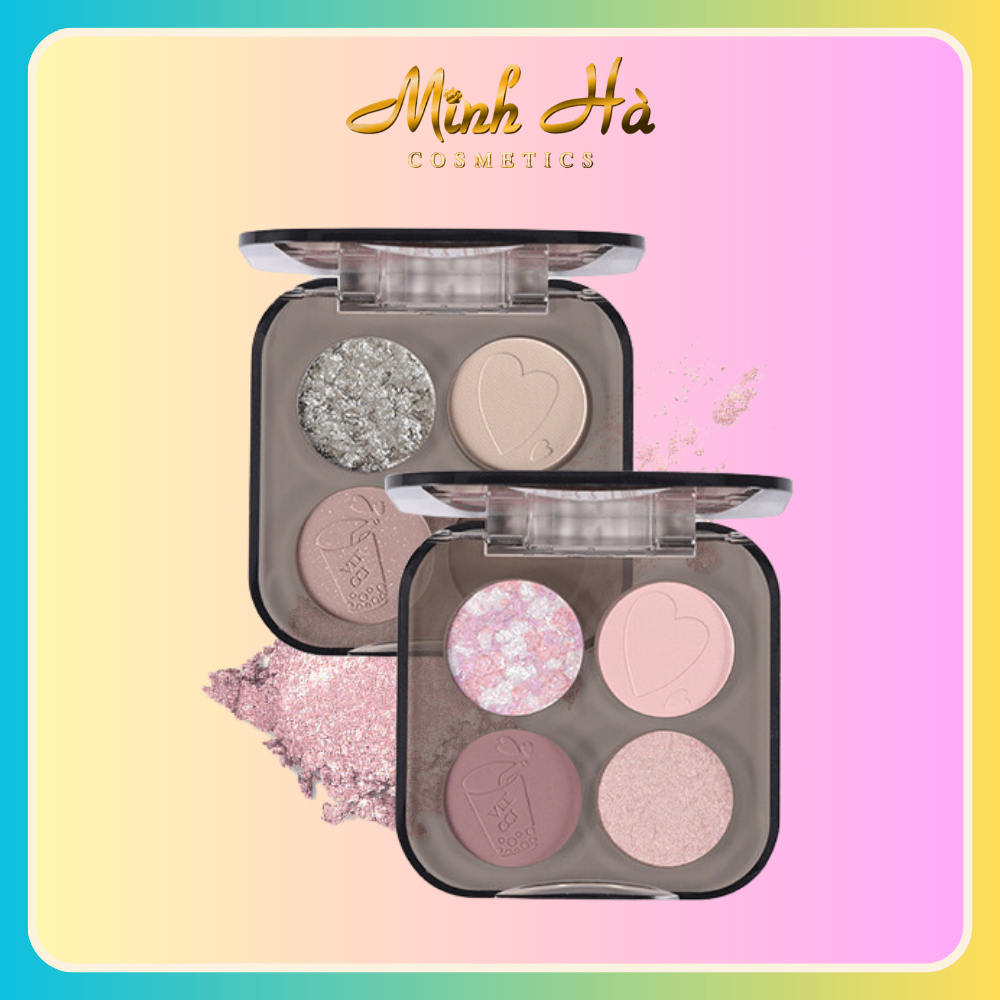 Phấn mắt 4 màu ánh nhũ Veecci 5.2g tạo hiệu ứng lấp lánh nhũ lì