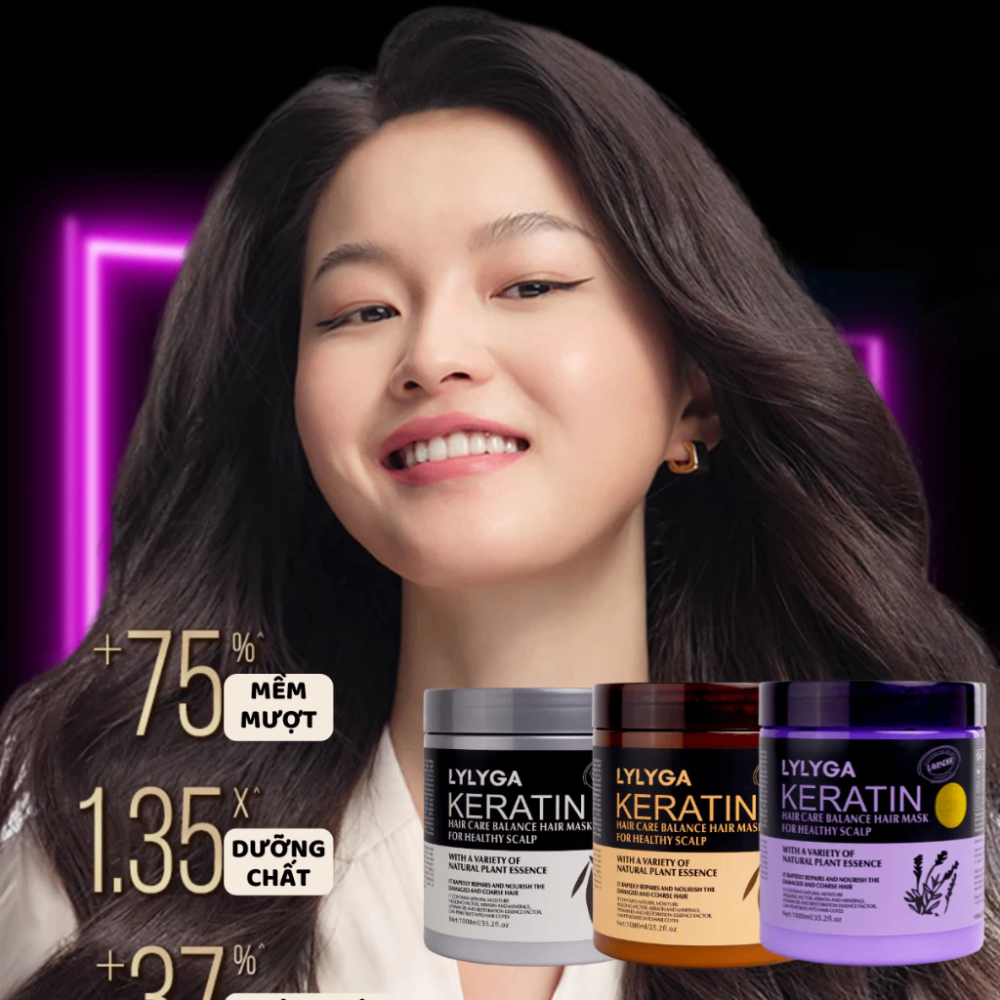 Kem ủ tóc LYLYGA Keratin Hair Care Balance Hair Mask 1000ml phục hồi tóc hư tổn một cách nhanh chóng