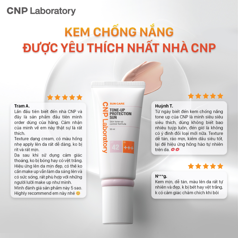 Kem chống nắng nâng tông da CNP Laboratory Tone-Up Protection Sun SPF42/PA+++ 50ml bảo vệ da toàn diện
