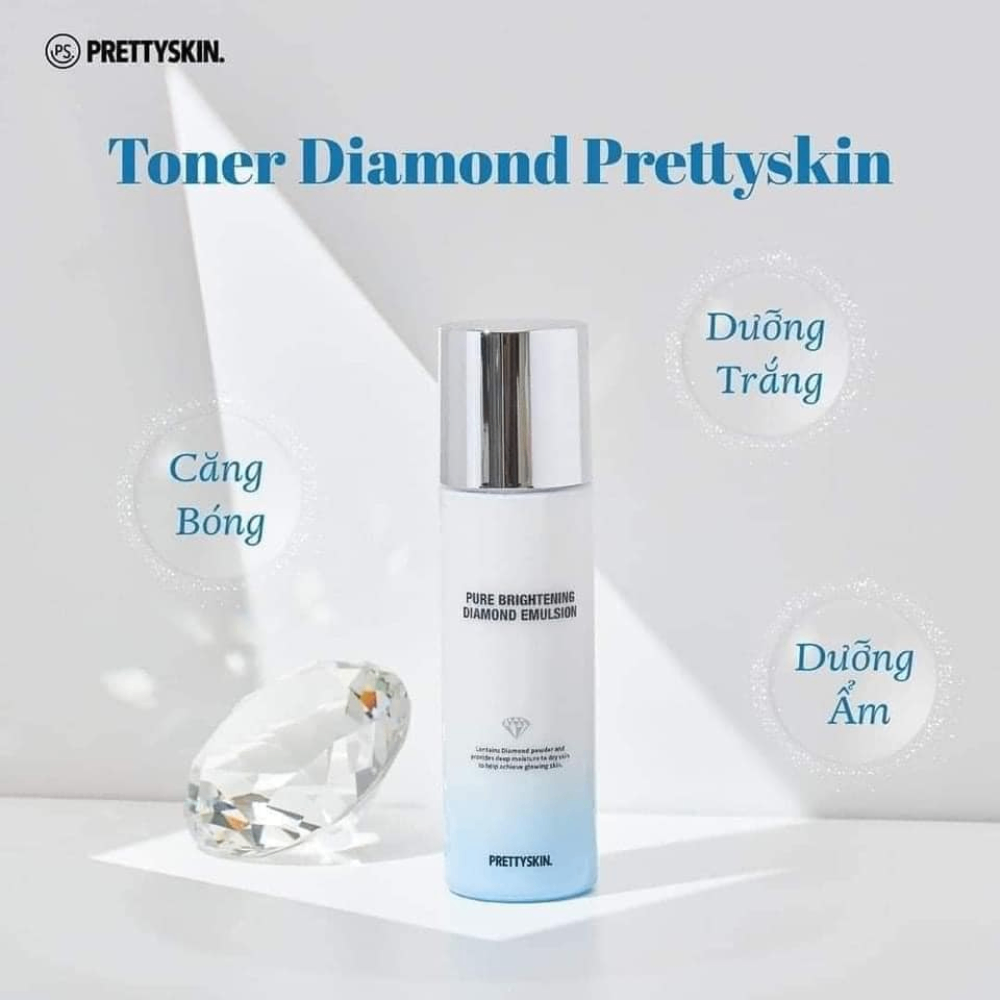 Toner dưỡng sáng da Prettyskin Pure Brightening Diamond 150ml se khít lỗ chân lông, cân bằng độ ẩm