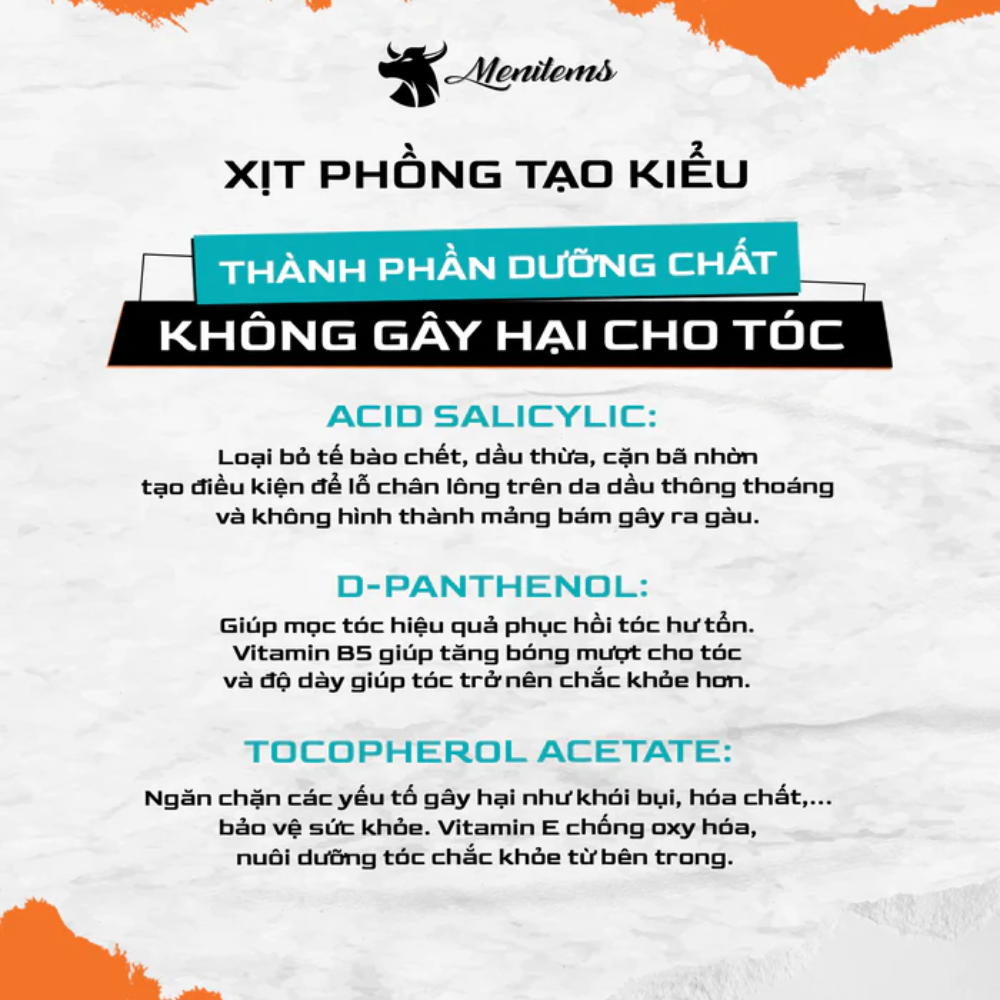 Xịt tạo phồng kiểu tóc Menitems Volumizing Hair Spray 100ml