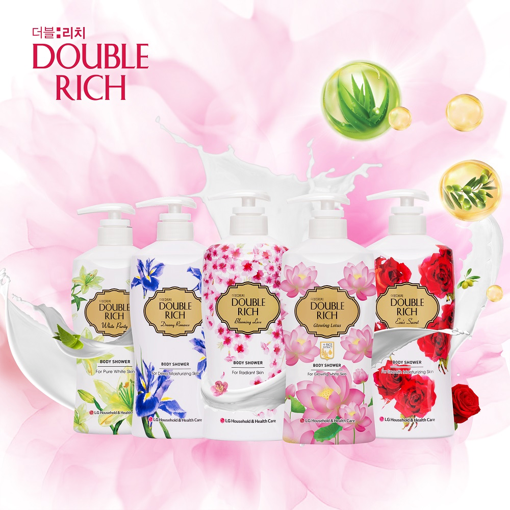 Sữa tắm dưỡng da hương hoa Double Rich các mùi 800g giàu dưỡng ẩm hỗ trợ làm sáng, đều màu da