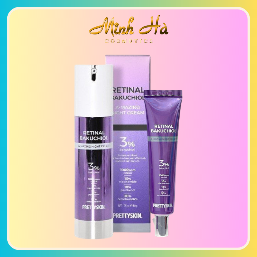 Kem dưỡng chống lão hóa Prettyskin Retinal Bakuchiol A-mazing Night Cream 50g giúp tái tạo, phục hồi da