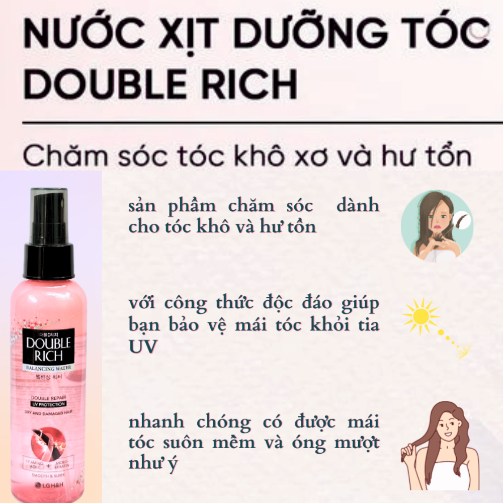 Nước xịt dưỡng tóc Double Rich Balancing Water 250ml chăm sóc tóc chuyển sâu, phục hồi hư tổn