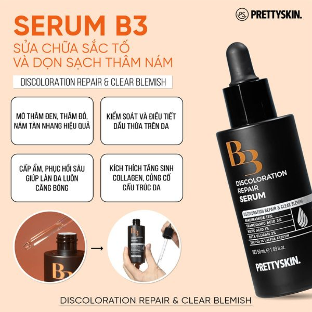 Tinh chất Prettyskin B3 Discoloration Repair Serum 50ml