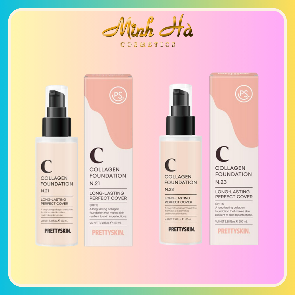 Kem nền Prettyskin Collagen Foundation 100ml độ che phủ tốt lâu trôi