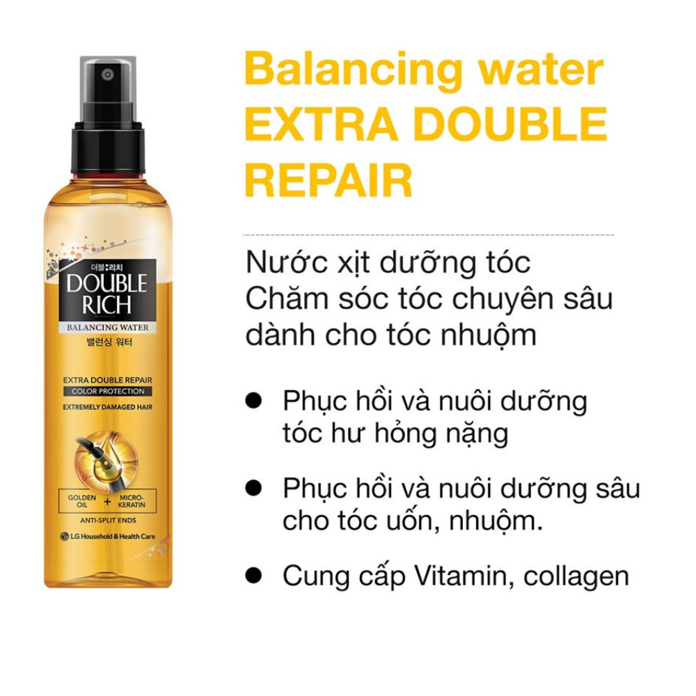 Nước xịt dưỡng tóc Double Rich Balancing Water 250ml chăm sóc tóc chuyển sâu, phục hồi hư tổn