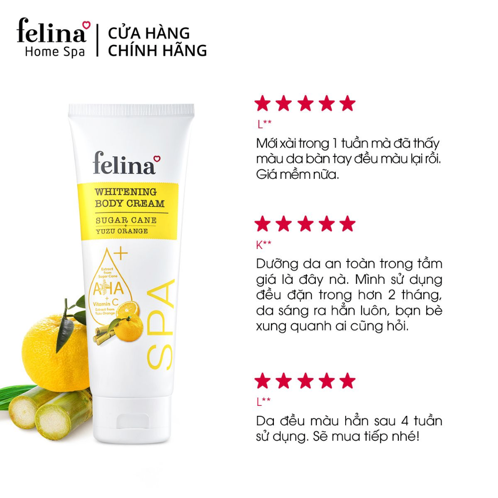 Combo Kem dưỡng trắng da toàn thân Felina Cam Yuzu 250g + Kem tẩy lông Cleo Avocado Hair Removal Lotion 90ml