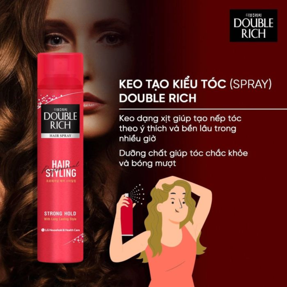 Keo xịt tạo kiểu tóc Double Rich Hair Mousse Hair Styling 170ml giữ nếp tóc tự nhiên