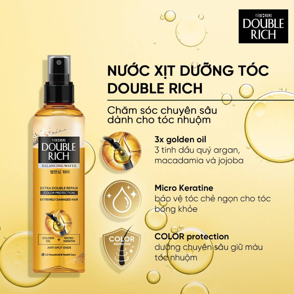 Nước xịt dưỡng tóc Double Rich Balancing Water 250ml chăm sóc tóc chuyển sâu, phục hồi hư tổn