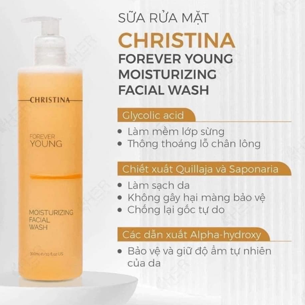 Sữa rửa mặt chống lão hoá Christina Forever Young Moisturizing Facial Wash 300ml