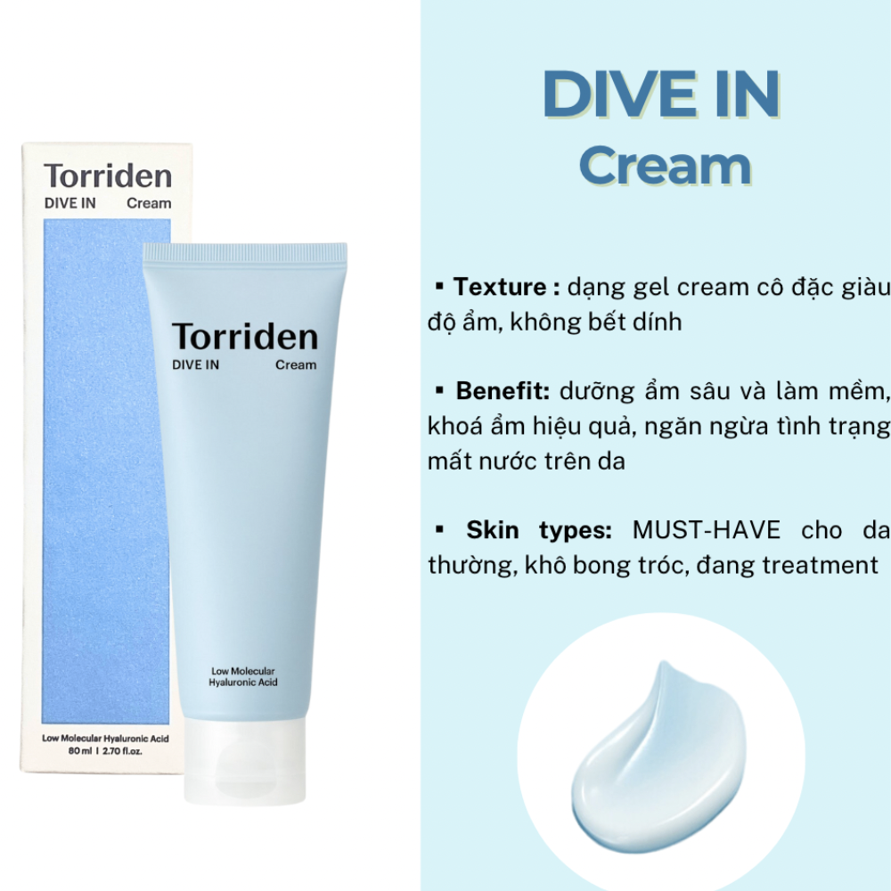 Kem Dưỡng ẩm Torriden Dive In Low Molecular Hyaluronic Acid Cream 80ml