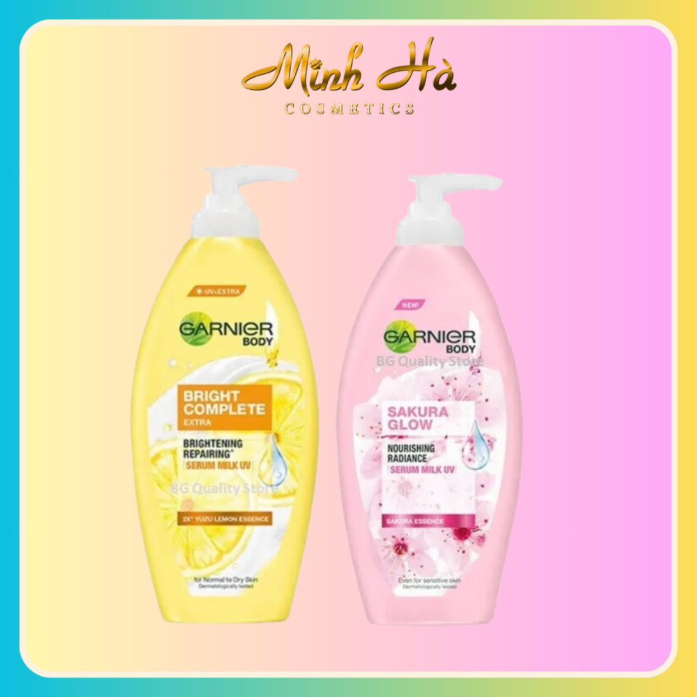 Sữa dưỡng thể Garnier Sakura Glow + Bright Complete Extra 400ml nuôi dưỡng làn da trắng hồng rạng rỡ