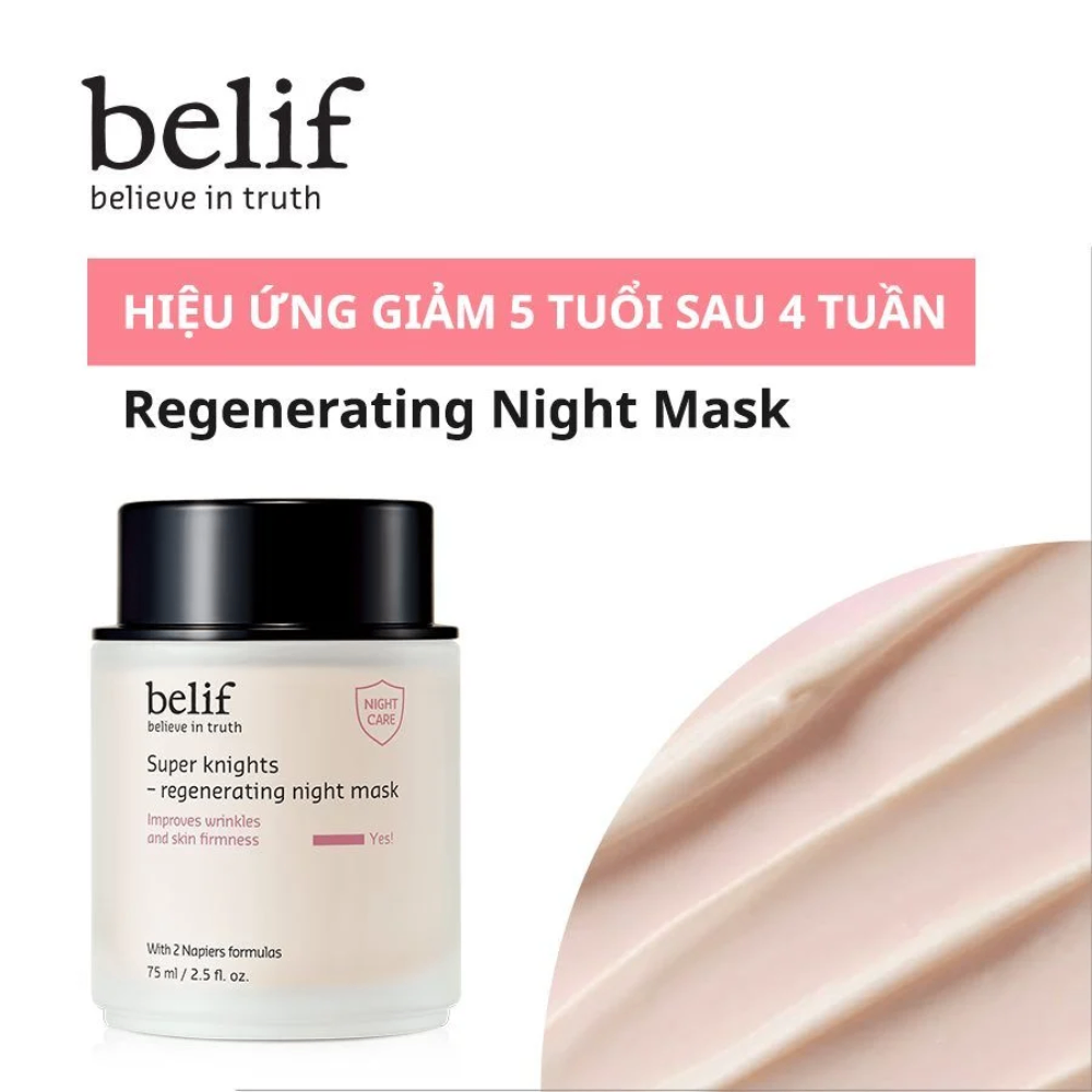 Mặt nạ ngủ belif Regenerating Mask (Hồng) 75ml tái sinh làn da và chống lão hóa