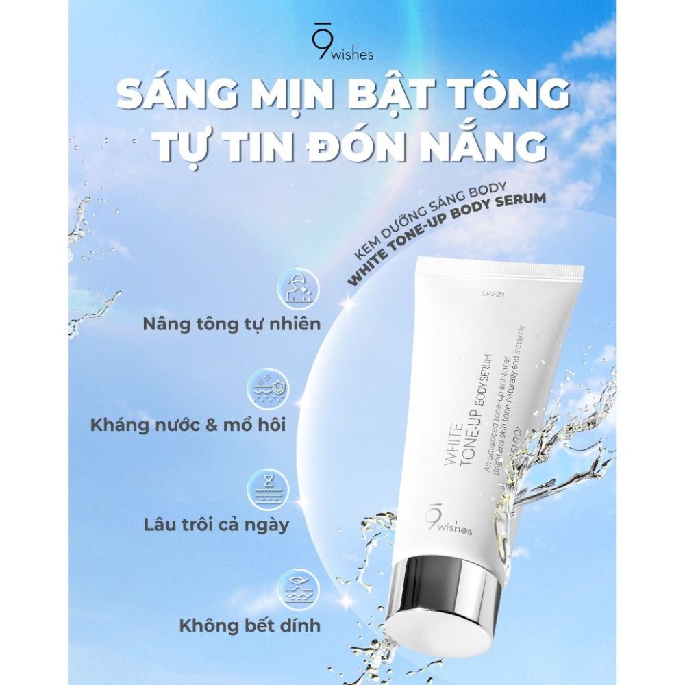 Dưỡng thể nâng tông 9 Wishes White Tone-up Body Cream 150ml