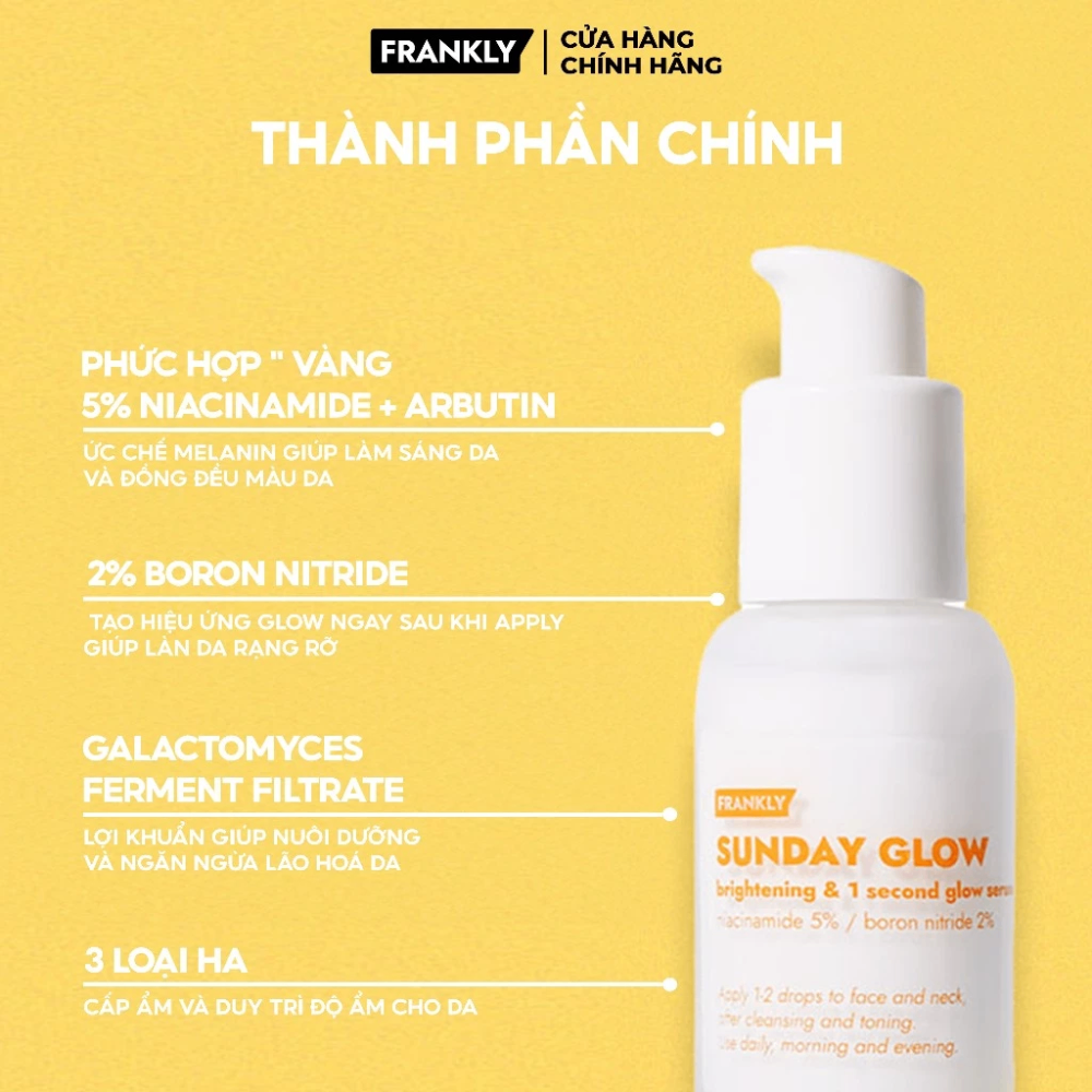 Tinh chất dưỡng sáng và nâng tone da Frankly Sunday Glow 30ml