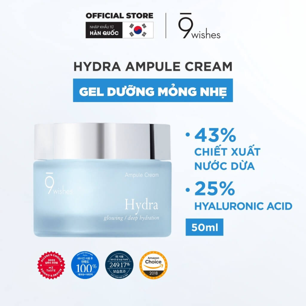 Kem dưỡng ẩm 9 Wishes Hydra Skin Ampule Cream 50ml