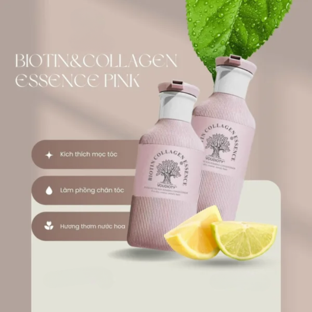 Bộ gội xả Biotin Collagen Essence Voudioty 500ml (Hồng)