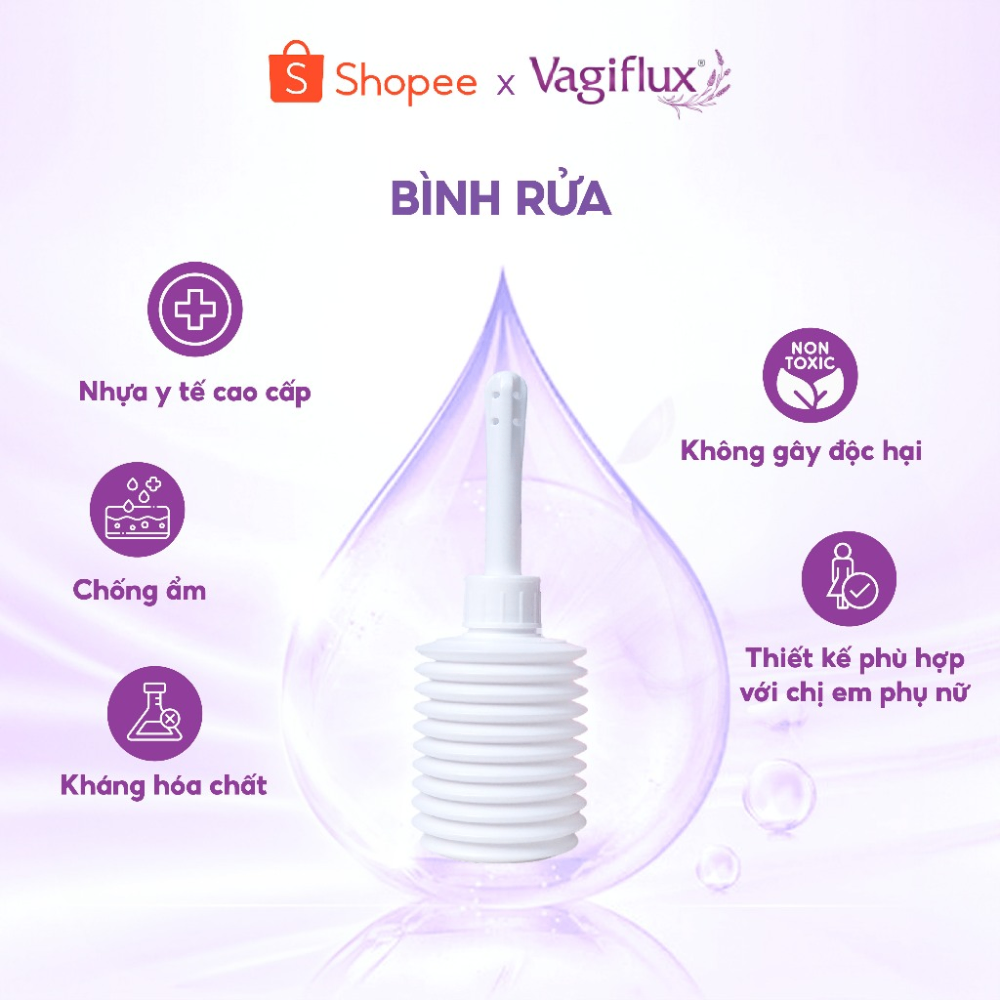 Bộ kit vệ sinh phụ nữ Vagiflux 10 ống muối 5ml + Bình rửa