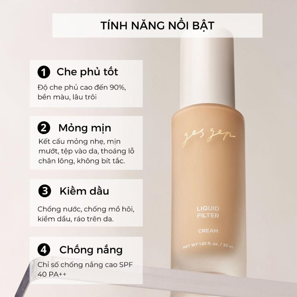 Kem nền Gesgep Liquid Filter Cream 30ml