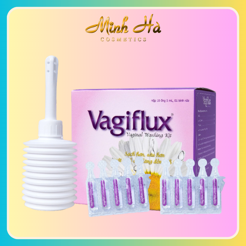 Bộ kit vệ sinh phụ nữ Vagiflux 10 ống muối 5ml + Bình rửa
