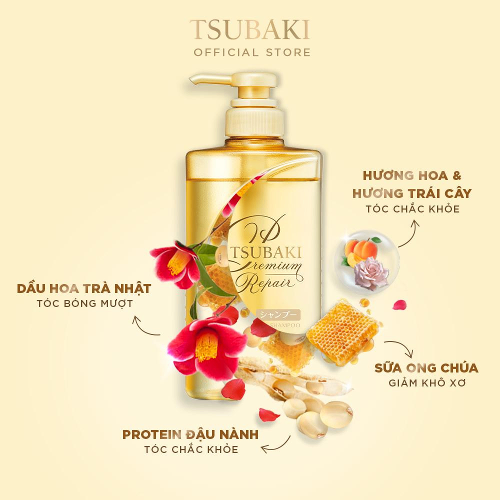 Dầu gội & xả Premium Repair Tsubaki 490ml phục hồi giảm rụng tóc