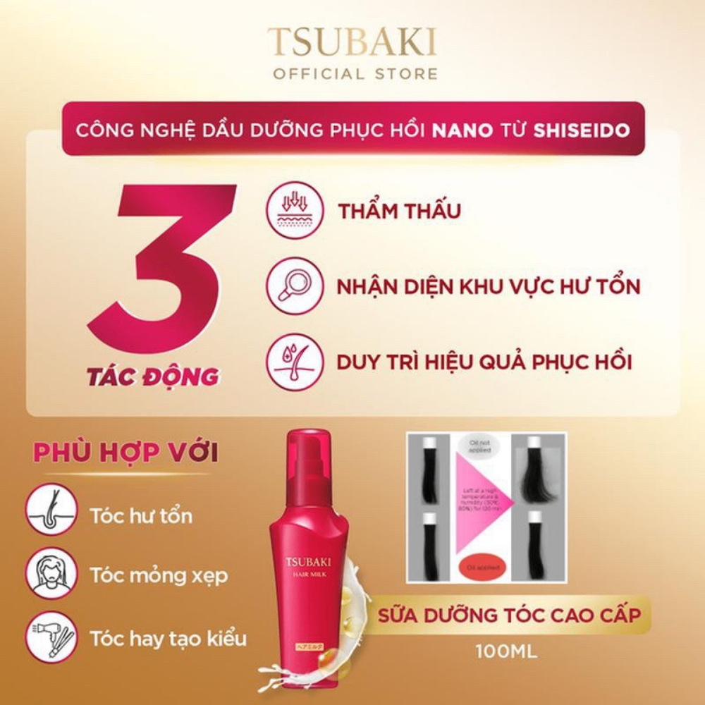 Sữa dưỡng tóc 3 trong 1 Tsubaki Hair Milk 100ml